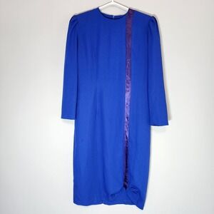 Vintage MARSI Dress Womens 9 10 Royal Blue Evening Gown 1980s Made In Canada 80s